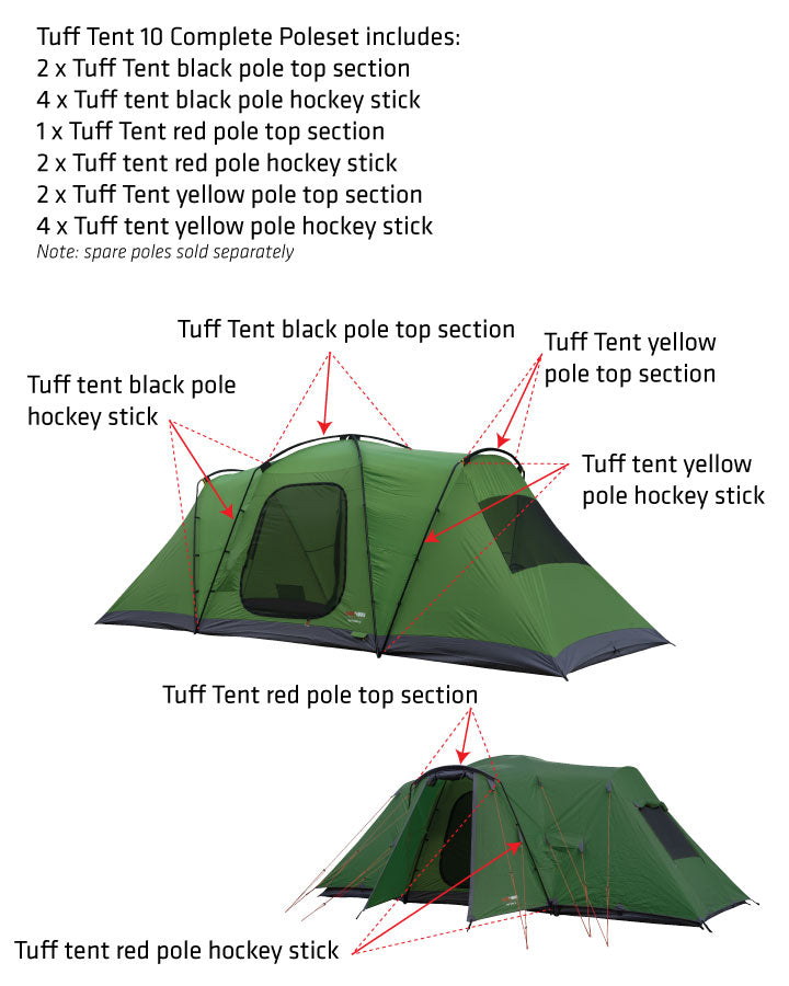 Tuff Tent black pole top section